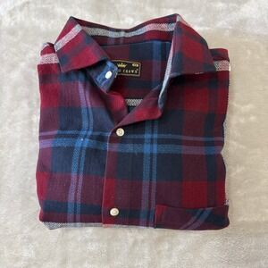 French Crown Mens Flannel Shirt Plaid Button Up Long Sleeve Size 44